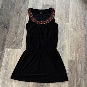 White House Black Market Black Dress with Beaded Neckline